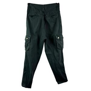 Carol Bassi Green Cargo Pant Denim High-Rise Straight Leg Zip Fly Brazil 36